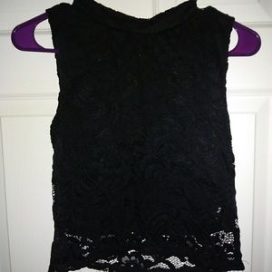 Black lace crop top